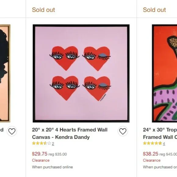 KENDRA DANDY 20" x 20" 4 Hearts Framed Wall Canvas  🥰  NEW!!!! - Picture 7 of 7